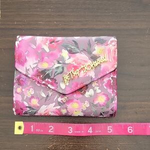 Betsey Johnson Pink Floral Envelope Wallet with Gold Logo